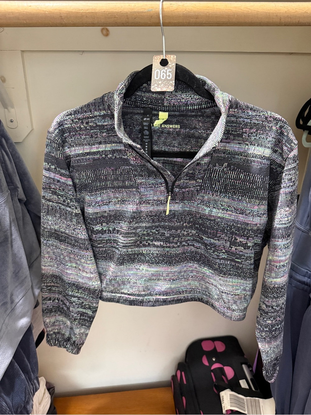065 lululemon athletica lab Black & Heathered Multicolor Quarter-Zip Pullover